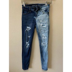 American Eagle High Rise Jegging Next Level Stretch Distressed Jeans 00 Short